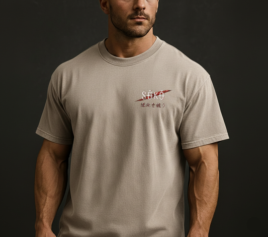 Drop 001 - Oni Snow Washed Oversized Cotton Tee - Apricot