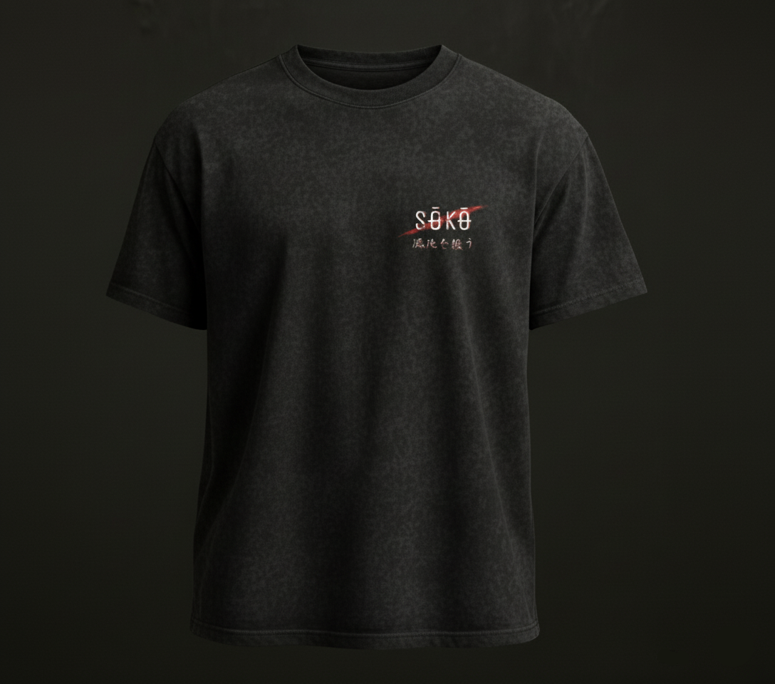 Drop 001 - Oni Snow Washed Oversized Cotton Tee - Black