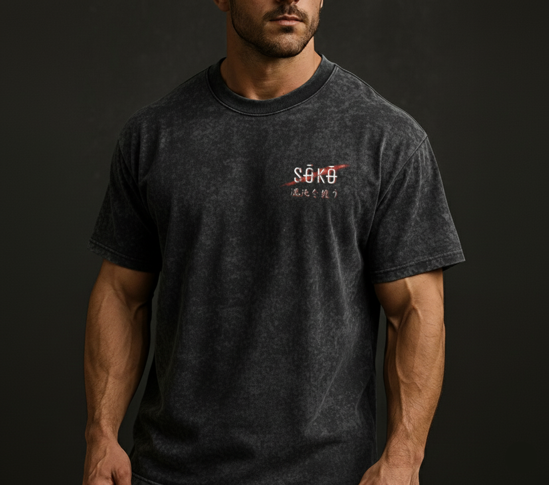 Drop 001 - Oni Snow Washed Oversized Cotton Tee - Black