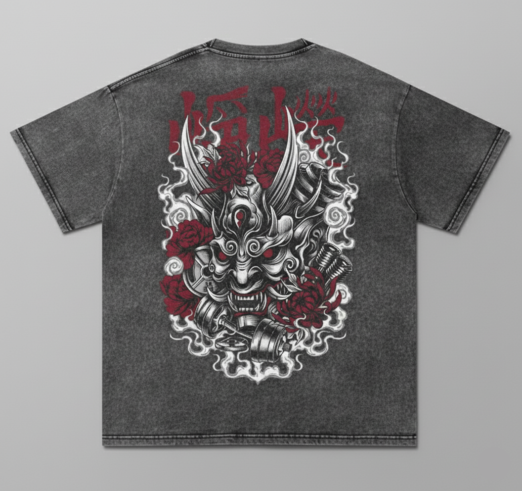 Drop 001 - Oni Snow Washed Oversized Cotton Tee - Pirate Gray
