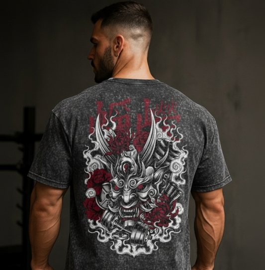 Drop 001 - Oni Snow Washed Oversized Cotton Tee - Pirate Gray