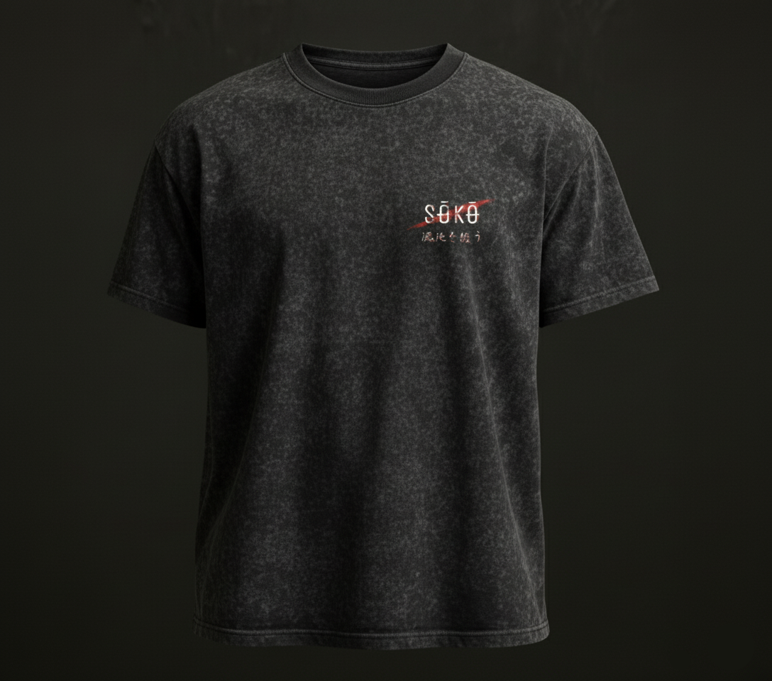 Drop 001 - Oni Snow Washed Oversized Cotton Tee - Pirate Gray