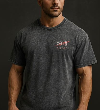 Drop 001 - Oni Snow Washed Oversized Cotton Tee - Pirate Gray